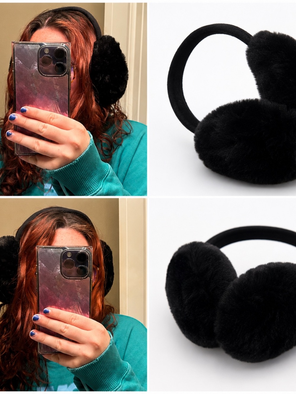 Black Plush Earmuff Headphones - Cozy Winter Ear Warmers